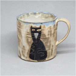 Ceramiczny kubek z siedzącym kotem [L]